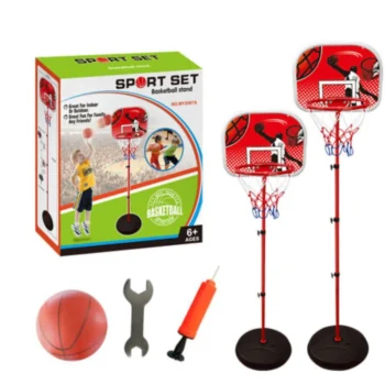 بسکتبال-ایستاده-قابل-تنظیم-ارتفاع-با-توپ-تلمبه-آچار-برای-کودکان-6-سال-به-بالا
