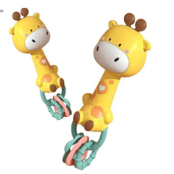 جغجغه موزیکال دندانگیر نوزاد با طرح حیوانات خرگوش، زرافه، شیر و خرس