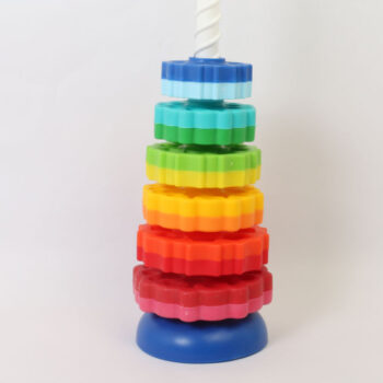 برج حلقه رنگین کمانی آموزشی با 8 حلقه رنگی و میله مارپیچ برای کودکان